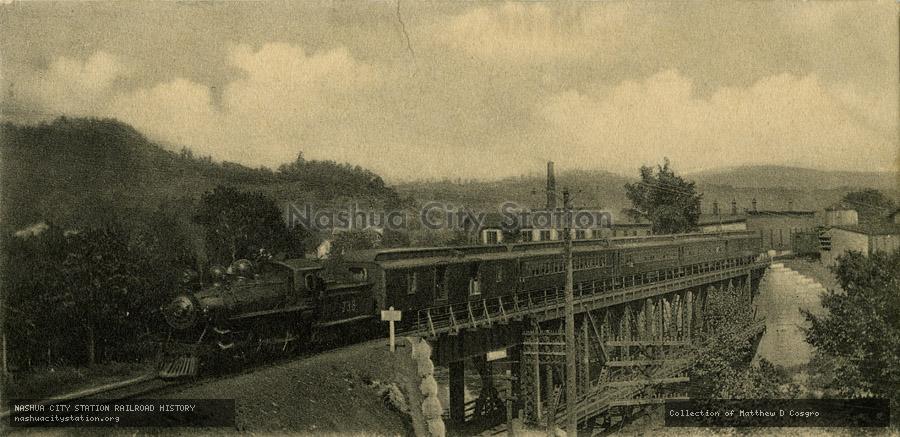 Postcard: Montreal & Boston Fast Express Crossing the New Steel Bridge at Woodsville, N.H.